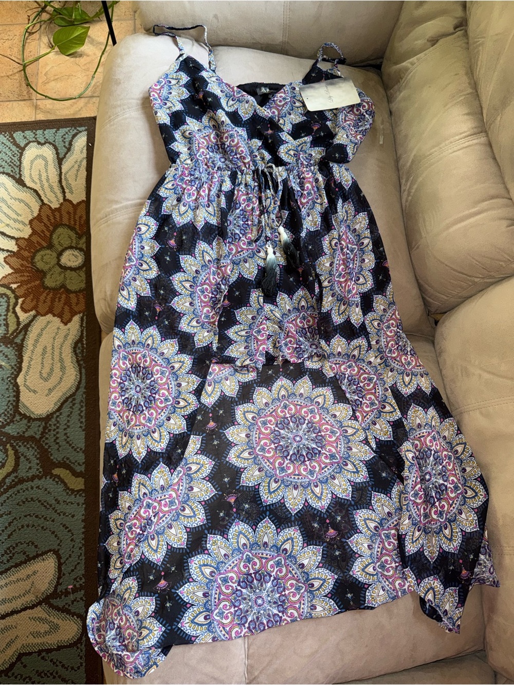 Lily Rose Paisley Boho Romper with Sheer Maxi Overlay
